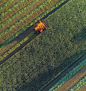 Tractor harvesting crop
